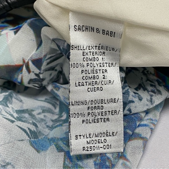 Sachin + Babi Leather & Blue Printed Pleated Accents Strapless Maxi Long Dress - Picture 10 of 14